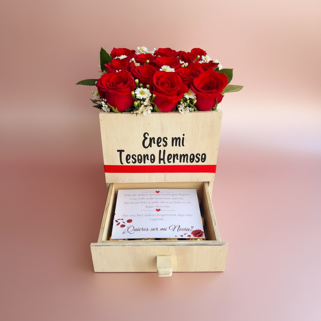 Arreglo Tesoro Hermoso con fondo rosado
