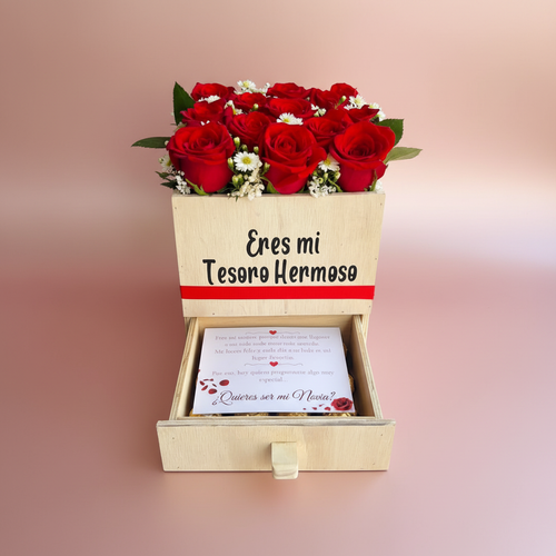 Arreglo Tesoro Hermoso con fondo rosado